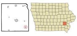 Location of Crawfordsville, Iowa