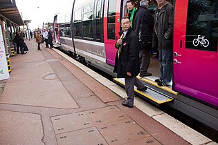 Vue d'une marche mobile.