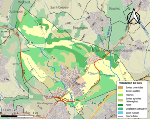 Carte en couleurs présentant l'occupation des sols.