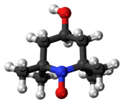 Ball-and-stick model of the 4-hydroxy-TEMPO molecule