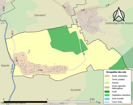 Carte en couleurs présentant l'occupation des sols.