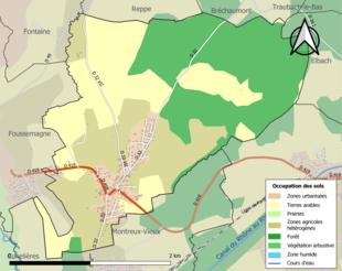 Carte en couleurs présentant l'occupation des sols.