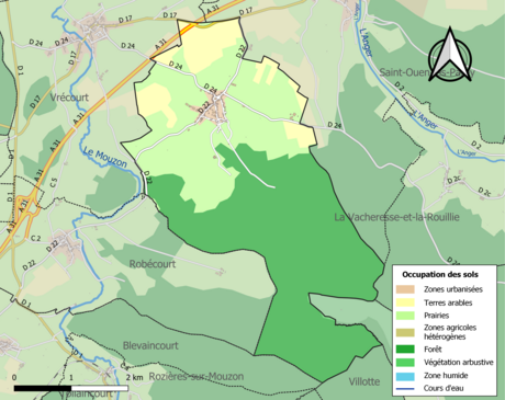 Carte en couleurs présentant l'occupation des sols.