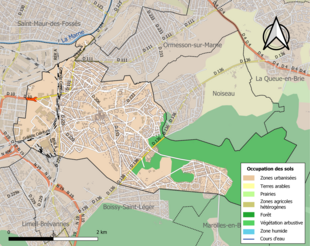 Carte en couleurs présentant l'occupation des sols.