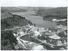 Aerial view of Ōhakuri Power Station, February 1969