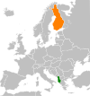 Location map for Albania and Finland.