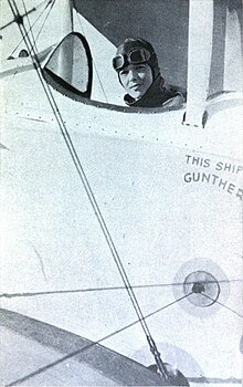 Amelia Earhart in her first training plane in 1920