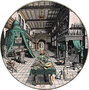 Alchemist's Laboratory at Heinrich Khunrath, by Hans Vredeman de Vries