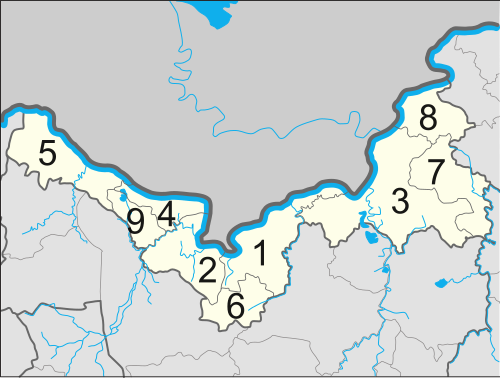 แผนที่แสดงอำเภอในจังหวัดหนองคาย