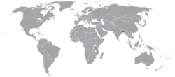 Map indicating locations of Bangladesh and Fiji