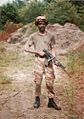 A Bermuda Regiment NCO in No. 5 (Desert Combat) Dress, armed with a Galil AR self-loading rifle at USMC Camp Lejeune in 1994.