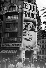 Poster for an official anti-semitic exposition, "The Jew and France", (Bundesarchiv, 1941)