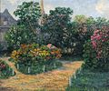 Ernest de Chamaillard : Jardin fleuri près de l'église à Châteaulin.