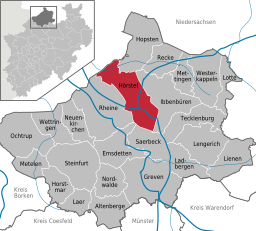 Läget för staden Hörstel i Kreis Steinfurt