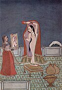 Woman putting on her clothes (1775), unknown Indian artist