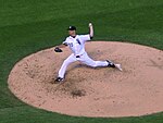 Pitcher John Danks throwing left-handed.