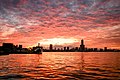 Sunrise at Kaohsiung harbour viewed from a ferry