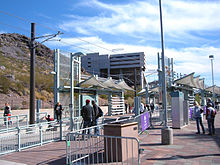 A picture of the Veterans Way/College Avenue light rail station.