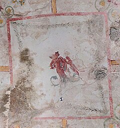 Roman acanthuses that replace the legs of a figure of a man that is attacked by a panther, Sala della Sfinge, Domus Aurea, Rome, unknown painter, 65-68 AD