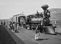 Image 26Mexican Central Railway train at station, Mexico (from History of Mexico)