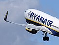 Ryanair Boeing 737-800 take off, showing the two overwing emergency evacuation doors