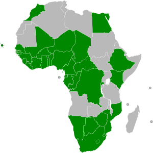 Map showing member countries of the Single African Air Transport Market.