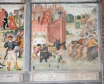 Anonimo Lombardo, Storie di San Teodoro (1514), Carlo Magno è costretto ad abbandonare l'assedio di Pavia.