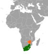 Location map for South Africa and Zimbabwe.