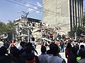 Volunteers and rescuers working at collapsed building at Colonia Roma, Mexico City.