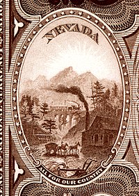 Nevada state coat of arms from the reverse of the National Bank Note Series 1882BB