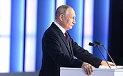 Vladimir Putin delivering the presidential address in 2023
