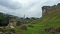 Collected original masonry from the ruined parts of the castle, ready for reuse in their preservation (August 2012)