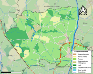 Carte en couleurs présentant l'occupation des sols.