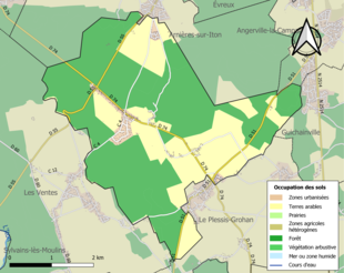 Carte en couleurs présentant l'occupation des sols.