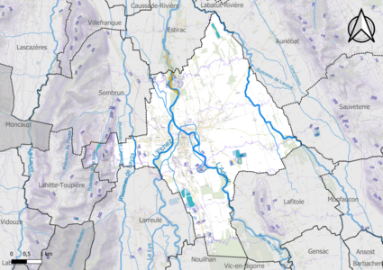 Carte montrant en couleurs le relief d'une commune