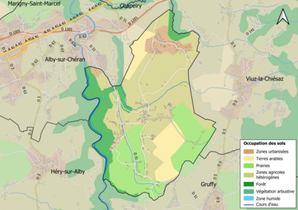 Carte en couleurs présentant l'occupation des sols.