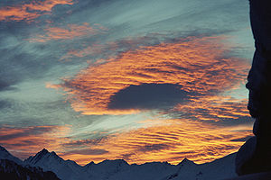 Coucher de soleil à Duvin, Grisons.