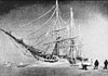 Photograph showing the Belgian research ship Belgica trapped in ice in Antarctica, 1898