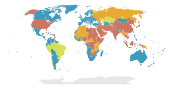 Carte présentant la peine de mort dans le monde (bleu : supprimée pour tous les crimes ; vert : supprimée sauf pour les crimes commis dans des circonstances exceptionnelles ; orange : supprimée en pratique ; marron : peine légale). La peine capitale aux États-Unis est gérée par chaque état (définition réelle 940 × 477)