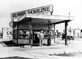 Gilmore Oil Co. gasoline station in the 1900s