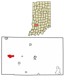Location of Linton in Greene County, Indiana.