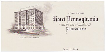 Vintage Hotel Pennsylvania information card.