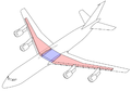 תרשים המדגים את קיבולת הדלק בכנפיים של מטוס נוסעים.