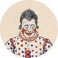 Joseph Grimaldi as Clown, showing his own make-up design (1820)
