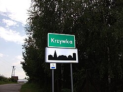 Road sign in Krzywka