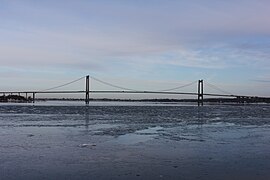 El puente en invierno, visto desde Middelfart.