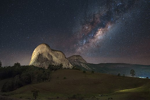 Pedra Azul (Blue Stone) with the Milky Way above it, located in the eponymous state park in Brazil Photo by EduardoMSNeves