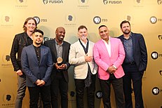 Peters, along with Scot McFadyen, Rodrigo Bascuñán, Shadrach Kabango, Sam Dunn, and Darby Wheeler, at the Peabody Awards