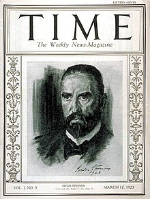 Newspaper cover showing the portrait of a bearded, middle-aged man