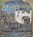 Image 38A depiction of the imprisonment of Charles, Duke of Orléans in the Tower of London, from a 15th-century manuscript. Old London Bridge is in the background (from History of London)